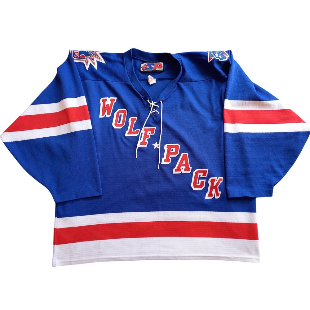 Hartford Wolf Pack 2000s SP jersey L blue Rangers Connecticut AHL hockey vintage